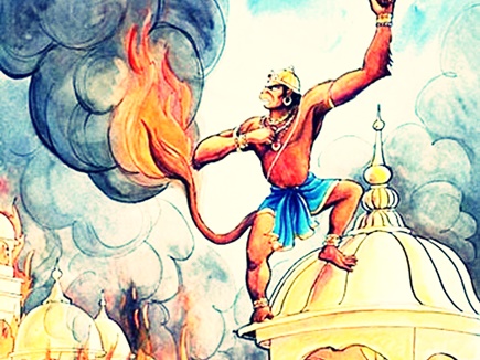 हनुमानजी की पूंछ में आग