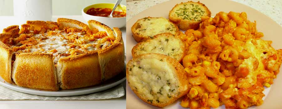 अपने बच्चो के लिए डिफरेंट स्टाइल में बनायें गार्लिक ब्रेड पास्ता