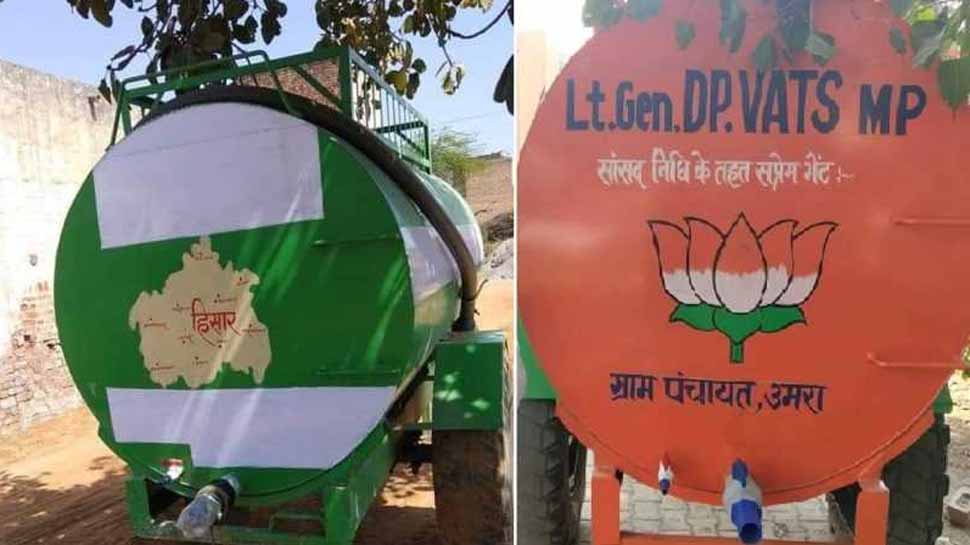 हरियाणा में पानी के टैंकरों पर नाम मिटवाने को लेकर युवा सांसद दुष्यंत सिंह चौटाला ने दागे सवाल