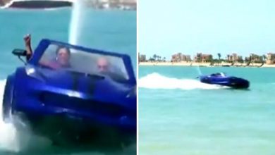 Photo of पानी पर दौड़ती दिखी कार, वीडियो देख सभी हो गए हैरान…