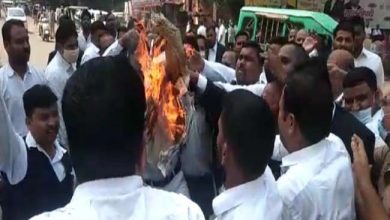 Photo of शाहजहांपुर में वकील की हत्या को लेकर वकीलों ने किया जमकर हंगामा, पुतला फूंककर जताया अपना विरोध