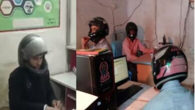 Photo of बाइक चलाते हुए नहीं, इस सरकारी दफ्तर में हेलमेट पहन काम करते हैं कर्मचारी!