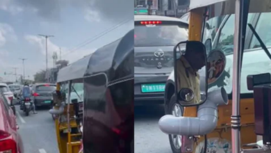 Photo of गर्मी से निपटने का गजब जुगाड़, ऑटो रिक्शा के आगे लगा लिया पाइप