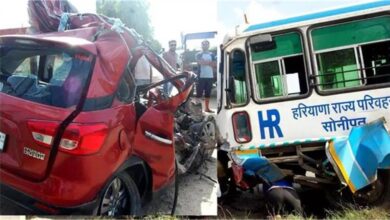 Photo of हरियाणा: रेवाड़ी-महेंद्रगढ़ रोड पर बस और कार की भिड़ंत