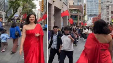 Photo of चीन की सड़कों पर साड़ी पहनकर निकली लड़की, घूम गई हर किसी की नजरें!
