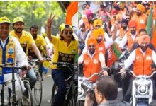 Photo of लोकसभा चुनाव: AAP ने साइकिल तो भाजपा ने निकाली बाइक रैली