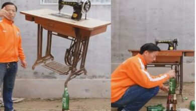 Photo of कांच की बोतल से बनाया टावर, फिर टिकाई 25 किलो की सिलाई मशीन