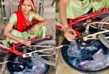 Photo of महिला ने बनाई देसी वॉशिंग मशीन, धुलती दिखी कपड़े