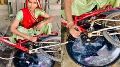 Photo of महिला ने बनाई देसी वॉशिंग मशीन, धुलती दिखी कपड़े