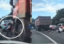 Photo of ट्रक के आगे स्कूटर लेकर खड़ी हुई लड़की, नहीं पड़ी ड्राइवर की नजर, फिर जो हुआ…