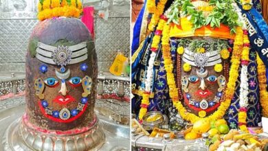 Photo of  भस्मारती में त्रिपुंड, सूर्य, चंद्र और फूलों की माला से किया बाबा महाकाल का श्रृंगार