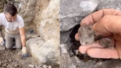 Photo of खदान में पत्थर तोड़ रहा था शख्स, जोर-जोर से मार रहा था हथौड़ा, तभी मिला ‘दुर्लभ खजाना’