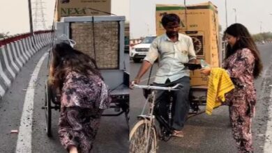 Photo of धूप में ट्रॉली खींच रहा था शख्स, मदद को आई लड़की ने कुछ ऐसा किया