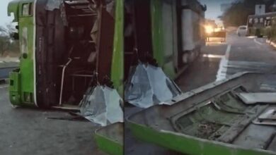 Photo of दिल्ली के रिंग रोड पर हादसा, सुबह-सुबह पलटी DTC बस