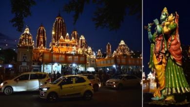 Photo of दिल्ली: जन्माष्टमी के लिए फूलों और रोशनी से सजे मंदिर