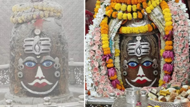 Photo of उज्जैन : मस्तक पर त्रिपुंड लगाकर सजे बाबा महाकाल