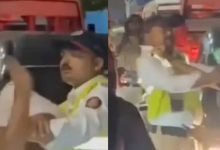 Photo of ट्रैफिक पुलिस ने कॉलर पकड़कर लड़के को मारा थप्पड़, तो शख्स ने भी पलट कर जड़ दिया तमाचा