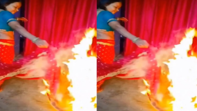 Photo of वायरल होने के लिए महिला ने साड़ी में आग लगाकर बनाई वीडियो