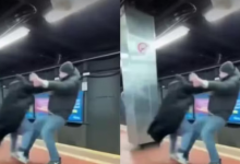 Photo of मेट्रो स्टेशन पर हुई भयंकर लड़ाई, लड़ते-लड़ते ट्रैक पर जा गिरा शख्स