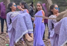 Photo of कैमरे के सामने रील बना रही थी लड़की, तभी बंदर ने मारी झपट