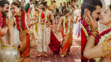 Photo of एंटीक गोल्ड डिटेलिंग और मंदिर मोटिफ्स ने खास बनाया रश्मिका-विजय का वेडिंग लुक